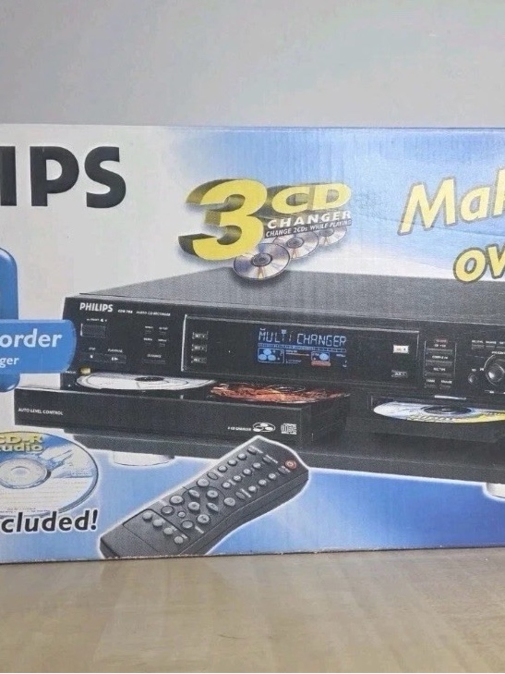 Philips 3-CD Changer CD-R Integrated Speed Dubbing Audio CD Recorder Open Box!!